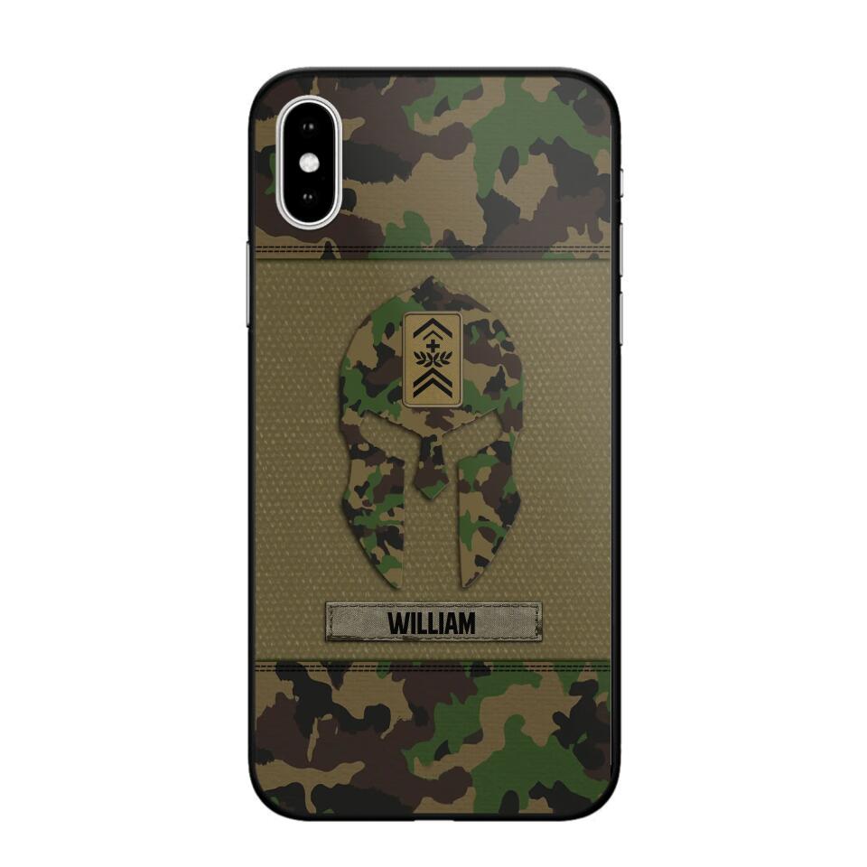 Personalized Swiss Veterans/Soldier Spartan Camo Phone Case Printed 22SEP-HY12