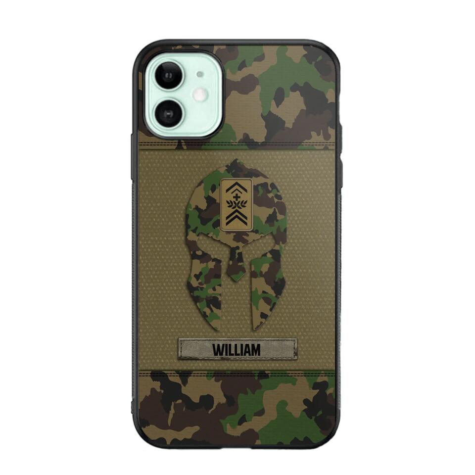 Personalized Swiss Veterans/Soldier Spartan Camo Phone Case Printed 22SEP-HY12