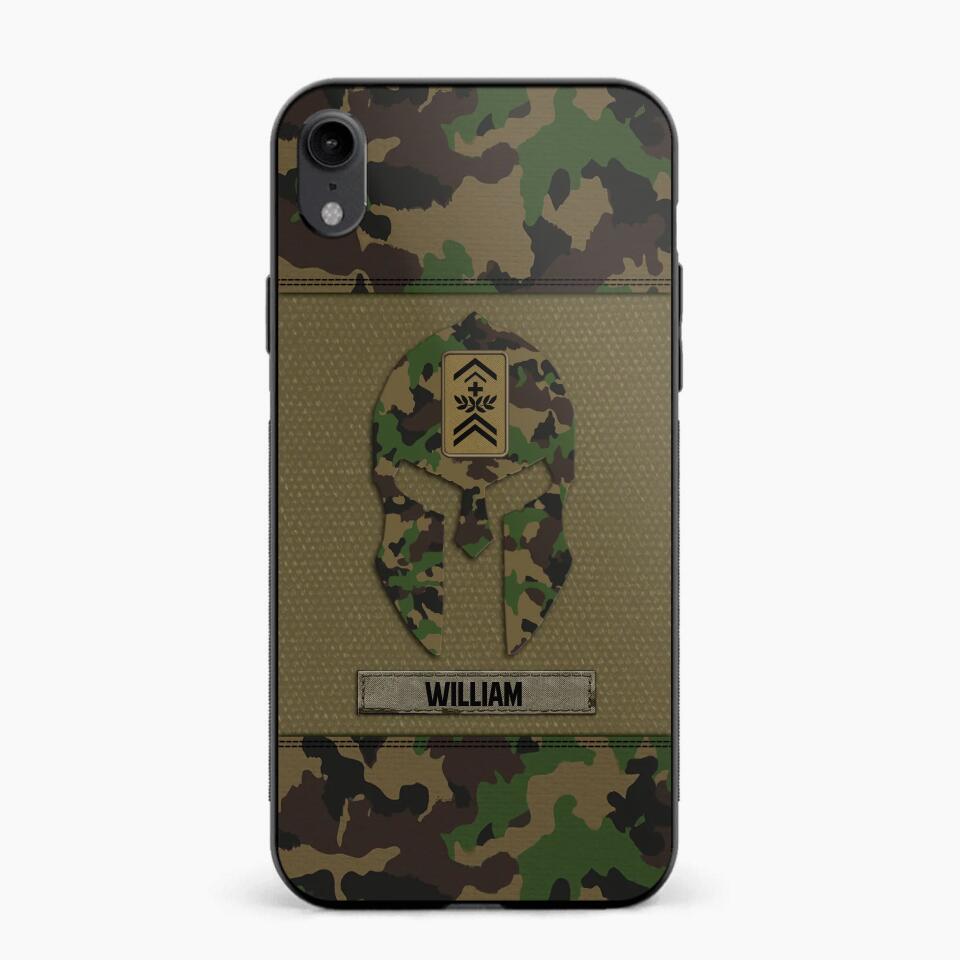 Personalized Swiss Veterans/Soldier Spartan Camo Phone Case Printed 22SEP-HY12