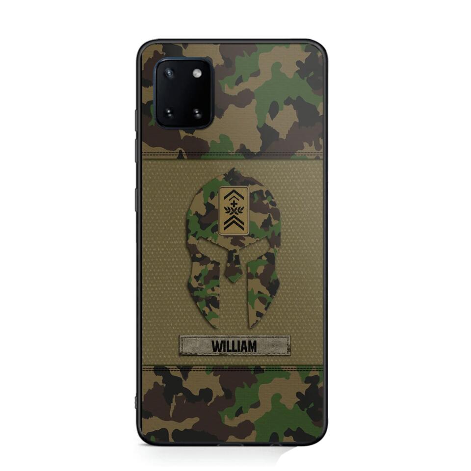 Personalized Swiss Veterans/Soldier Spartan Camo Phone Case Printed 22SEP-HY12