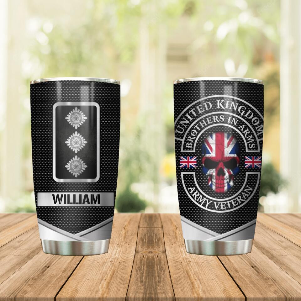 Personalized United Kingdom Brothers In Arms UK Solider/ Veteran Tumbler Printed QTDT1409