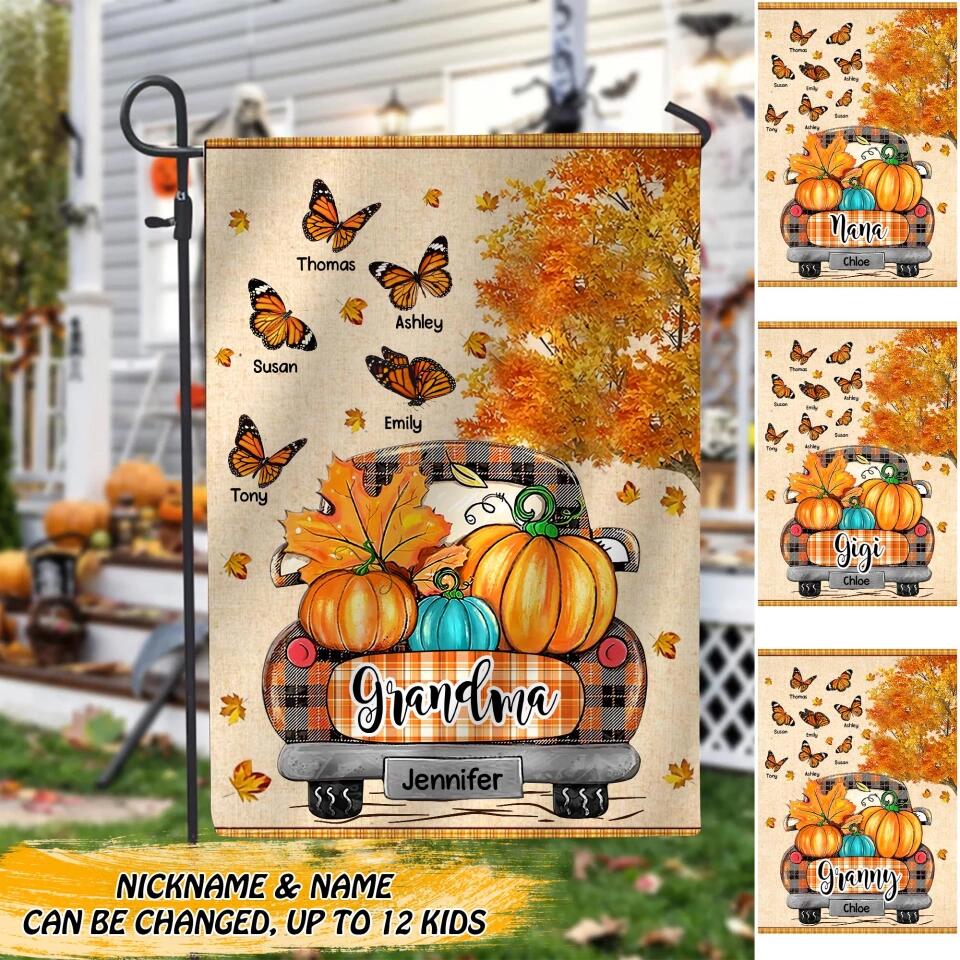 Personalized Grandma Kid Butterfly Flag 22SEP-DT15