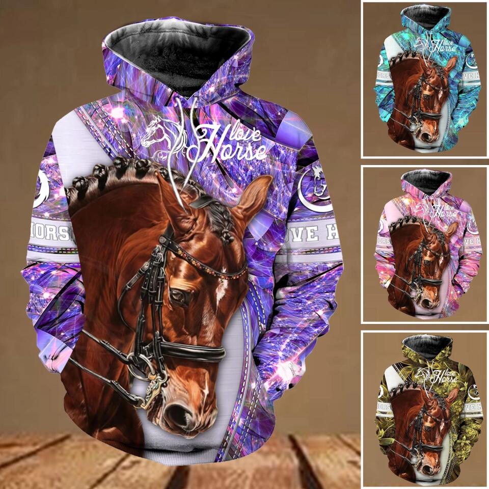 Personalized Horse Lover Colorful Sparkling Great Hoodie 3D Printed 22SEP-HQ15