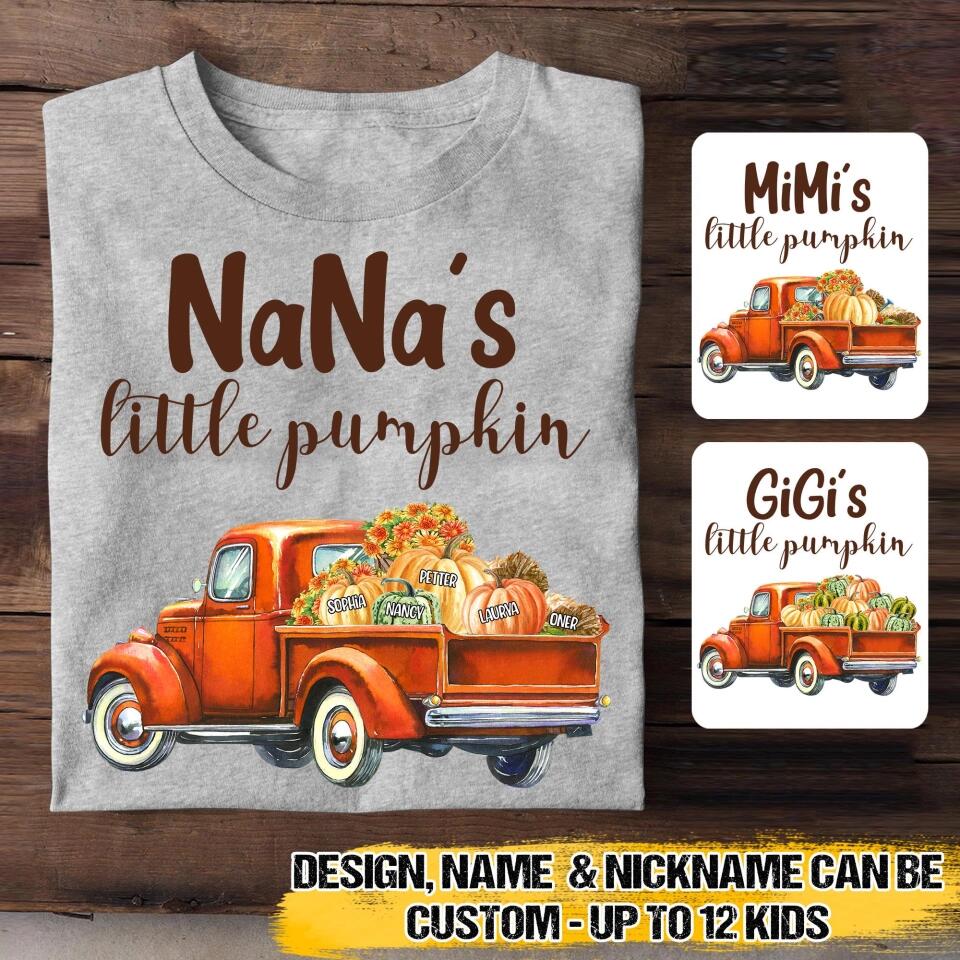 Personalized Grandma's Little Pumpkin Kid Name Tshirt Printed QTVQ1609