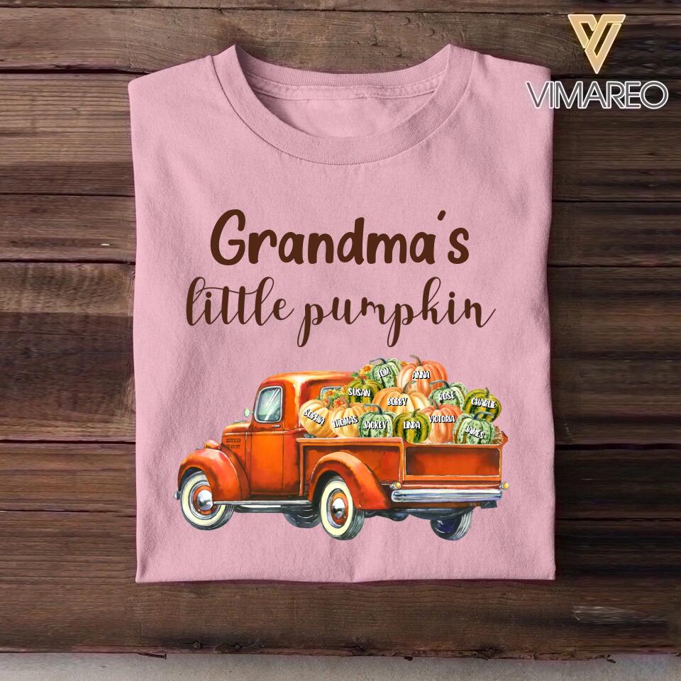 Personalized Grandma's Little Pumpkin Kid Name Tshirt Printed QTVQ1609