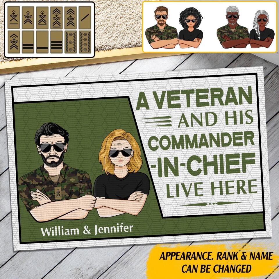 Personalized A Swiss Veterans And His Commander In Chief Live Here Doormat 22SEP-HY19