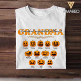 Personalized Grandma Thanksful Greatful Blessed Pumpkin Halloween Holiday Kid Name Tshirt Printed QTDT2009