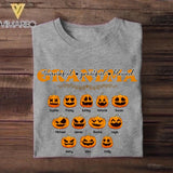 Personalized Grandma Thanksful Greatful Blessed Pumpkin Halloween Holiday Kid Name Tshirt Printed QTDT2009