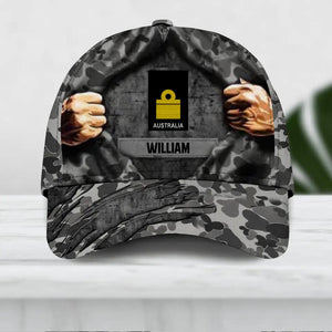 Personalized Australian Veteran/ Solider Camo Rank Peaked Cap 3D Printed QTDT2209