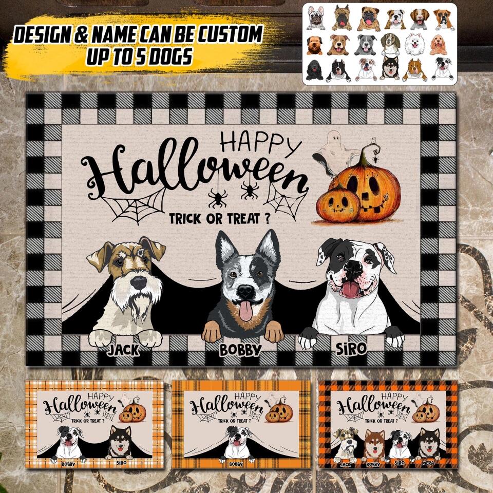 Personalized Happy Halloween - Trick Or Treat Dog Doormat DMVQ2209