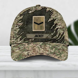 Personalized UK Veteran/ Solider Camo Rank Peaked Cap 3D Printed QTDT2409