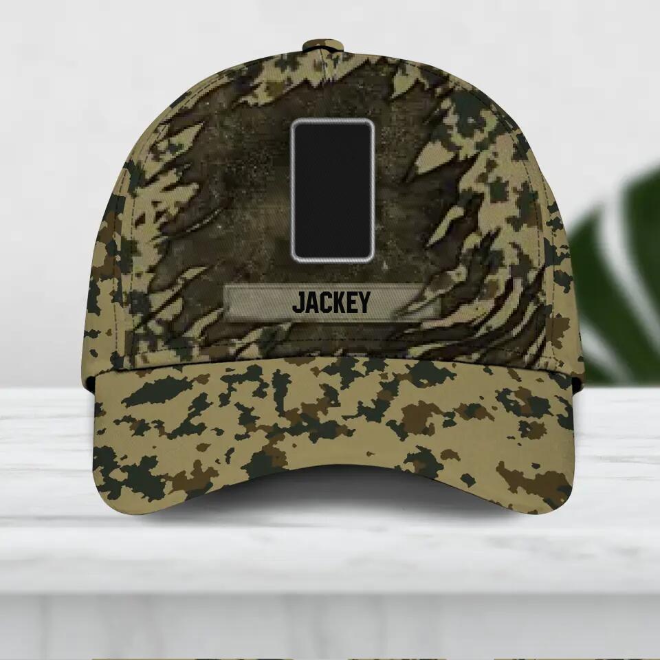 Personalized Finland Veteran/ Solider Camo Rank Peaked Cap 3D Printed QTDT2409