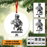 Personalized France Veteran/Solider  With Rank Wood  Ornament Printed DMHY2409