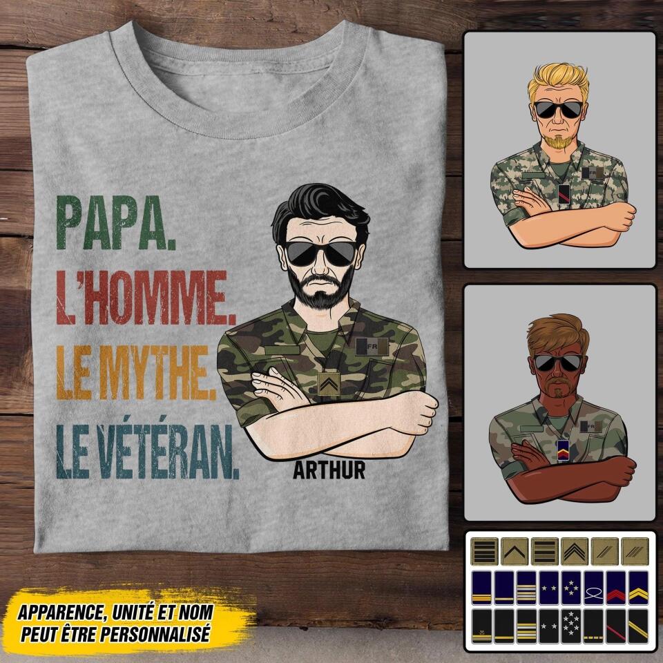 Personalized French Papa The Man Myth Veterans/Soldier Tshirt Printed 22SEP-DT26