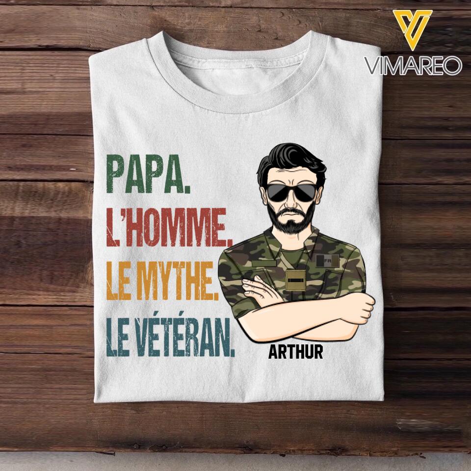 Personalized French Papa The Man Myth Veterans/Soldier Tshirt Printed 22SEP-DT26