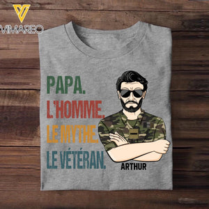 Personalized French Papa The Man Myth Veterans/Soldier Tshirt Printed 22SEP-DT26