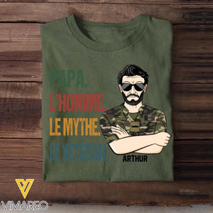 Personalized French Papa The Man Myth Veterans/Soldier Tshirt Printed 22SEP-DT26