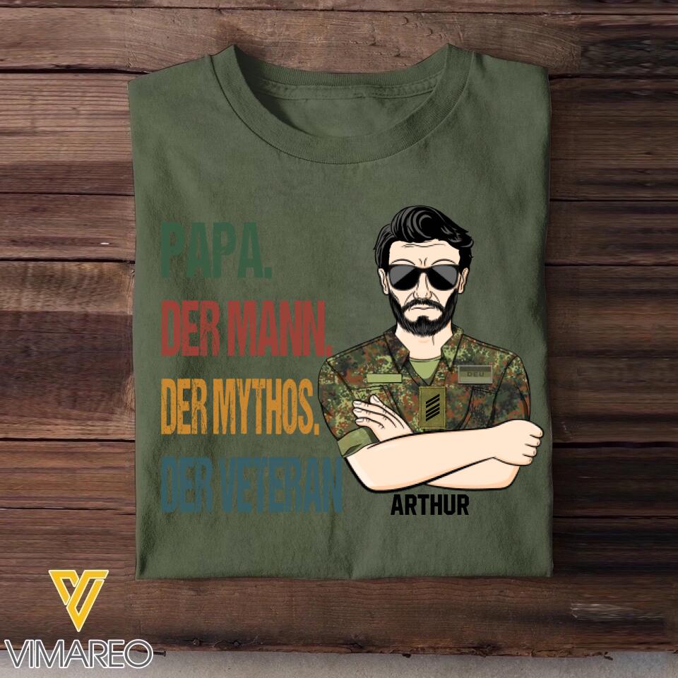 Personalized German Papa The Man Myth Veterans/Soldier Tshirt Printed 22SEP-DT26