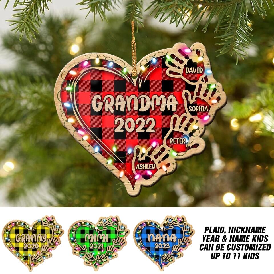 Personalized Grandma Kid Christmas Wood Ornament Printed 22SEP-DT27