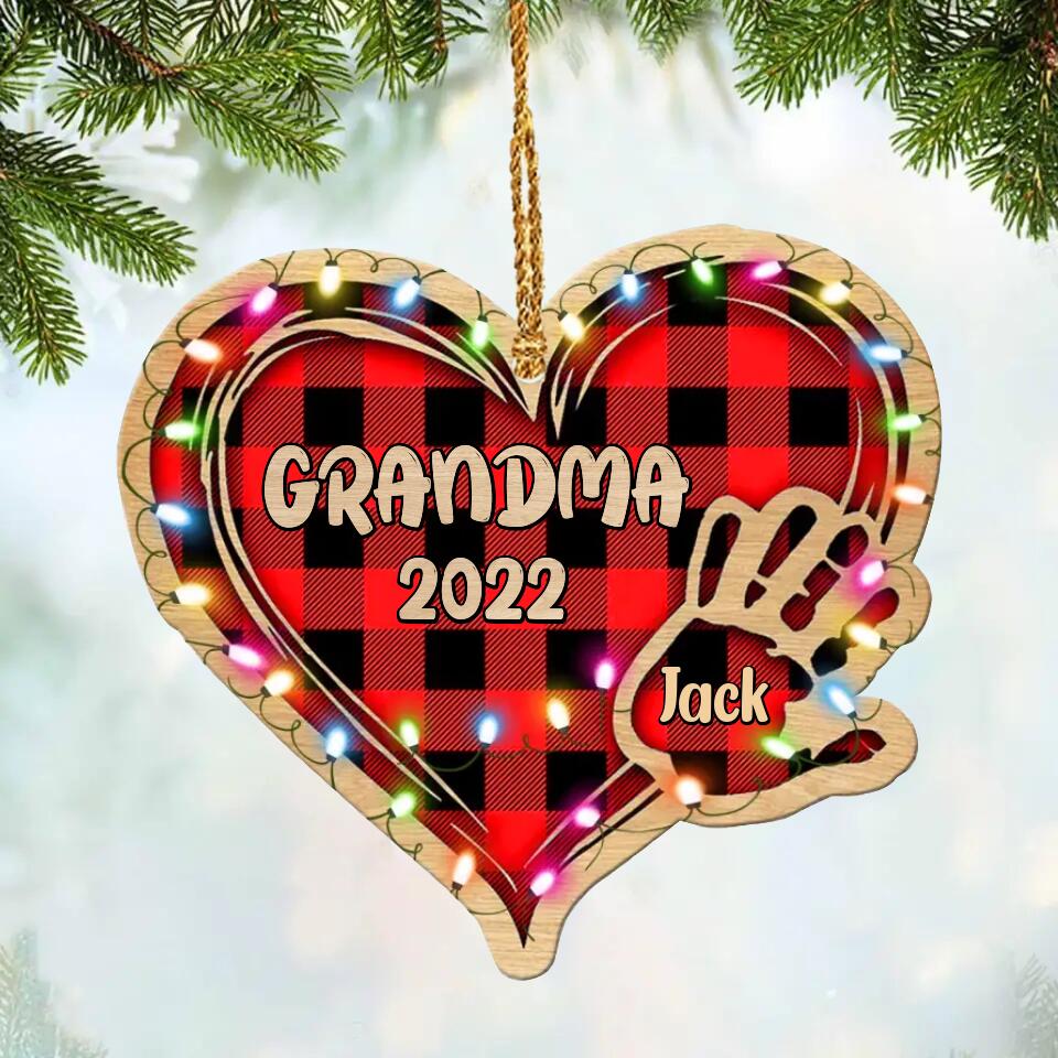 Personalized Grandma Kid Christmas Wood Ornament Printed 22SEP-DT27