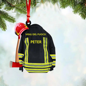 Personalized Italian Firefighter Christmas Wood Ornament Printed 22SEP-HQ28