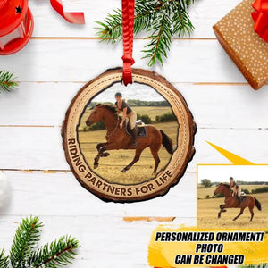 Personalized Your Image Horse Riding Partners For Life Christmas Wood Ornament Printed QTVQ2809