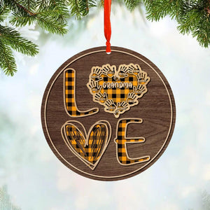 Personalized Grandma Nana Mom Aunt Kid Name Caro Hand Christmas Wood Ornament Printed QTDT2909