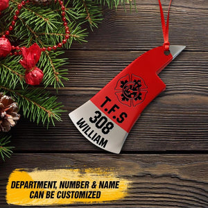 Personalized Canadian Firefighter With Department Number and Name Christmas Wood Ornament Printed QTDT3009