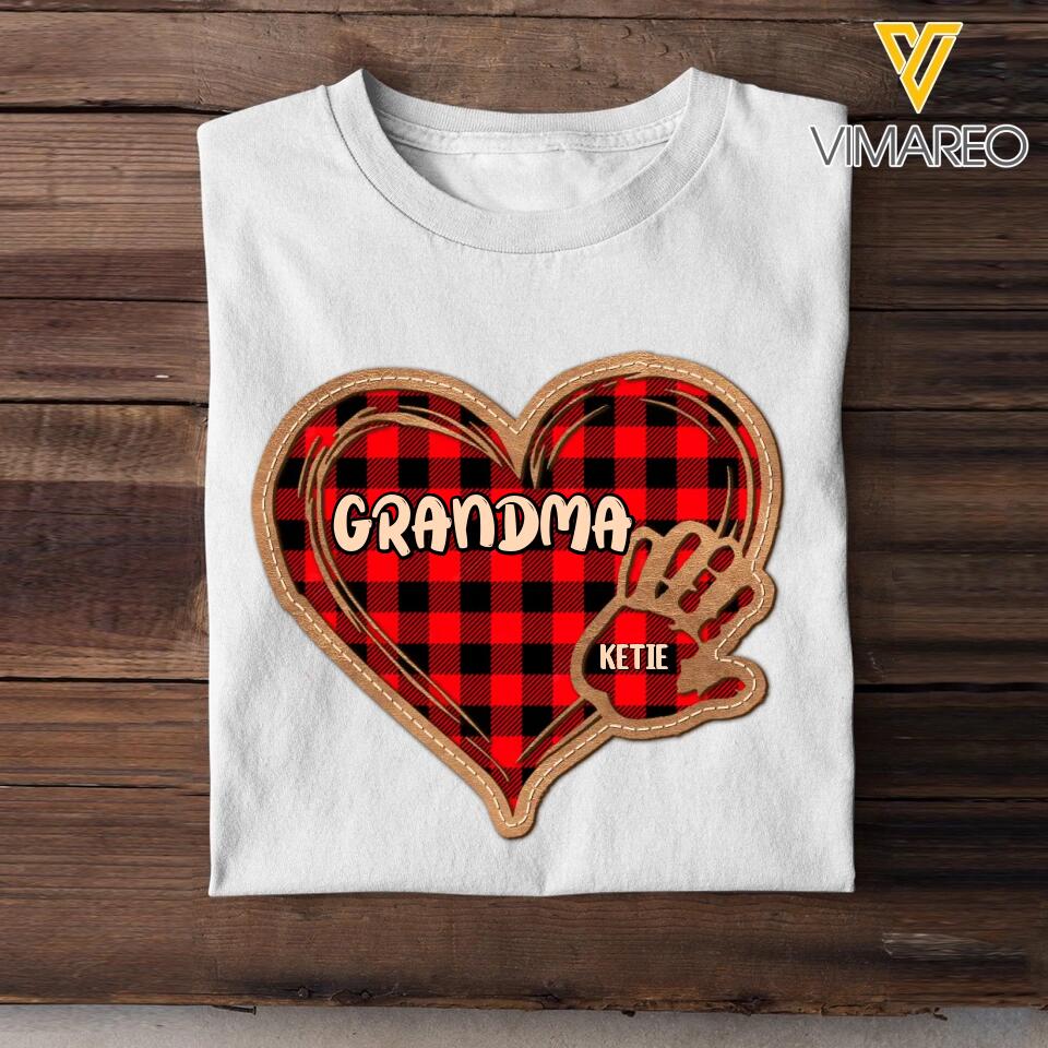 Personalized Grandma Kid Caro Color Heart Tshirt Printed 22OCT-DT03