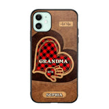 Personalized Grandma Kid Heart Caro Color Phone Case Printed 22OCT-DT03