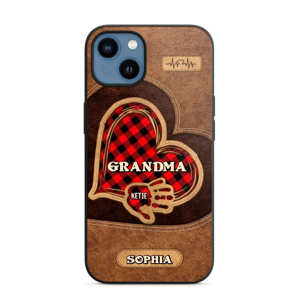 Personalized Grandma Kid Heart Caro Color Phone Case Printed 22OCT-DT03