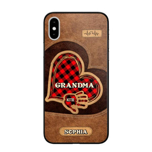 Personalized Grandma Kid Heart Caro Color Phone Case Printed 22OCT-DT03