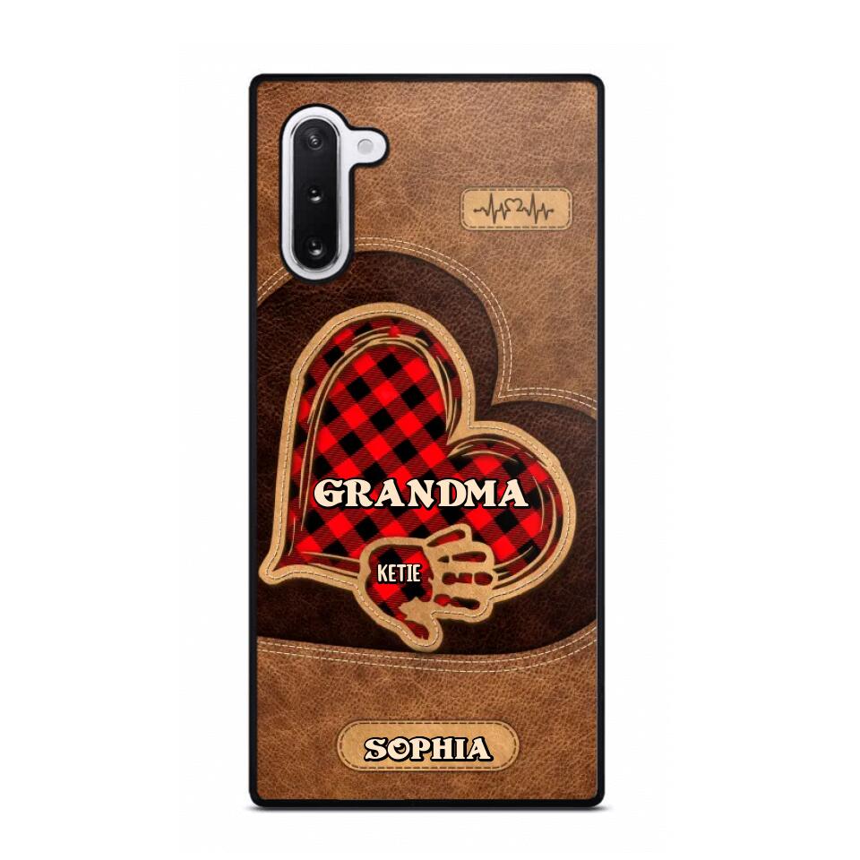 Personalized Grandma Kid Heart Caro Color Phone Case Printed 22OCT-DT03