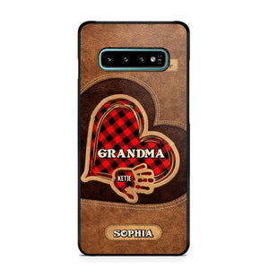 Personalized Grandma Kid Heart Caro Color Phone Case Printed 22OCT-DT03