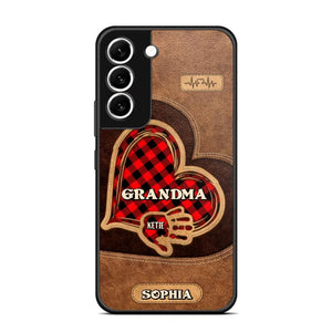 Personalized Grandma Kid Heart Caro Color Phone Case Printed 22OCT-DT03