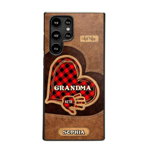 Personalized Grandma Kid Heart Caro Color Phone Case Printed 22OCT-DT03