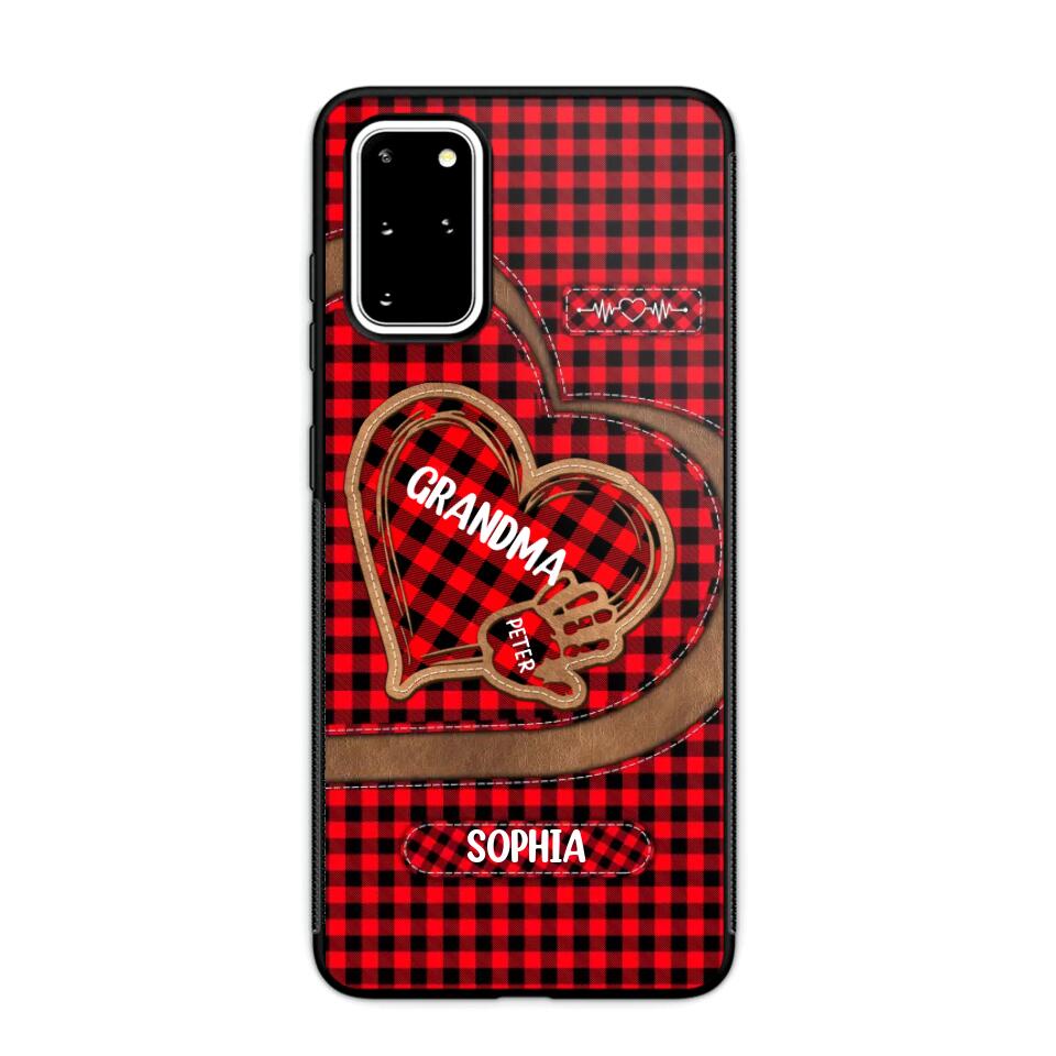 Personalized Grandma Kid Heart Caro Color Phone Case Printed 22OCT-HY04