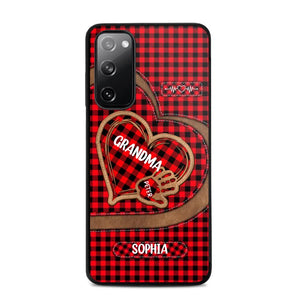 Personalized Grandma Kid Heart Caro Color Phone Case Printed 22OCT-HY04