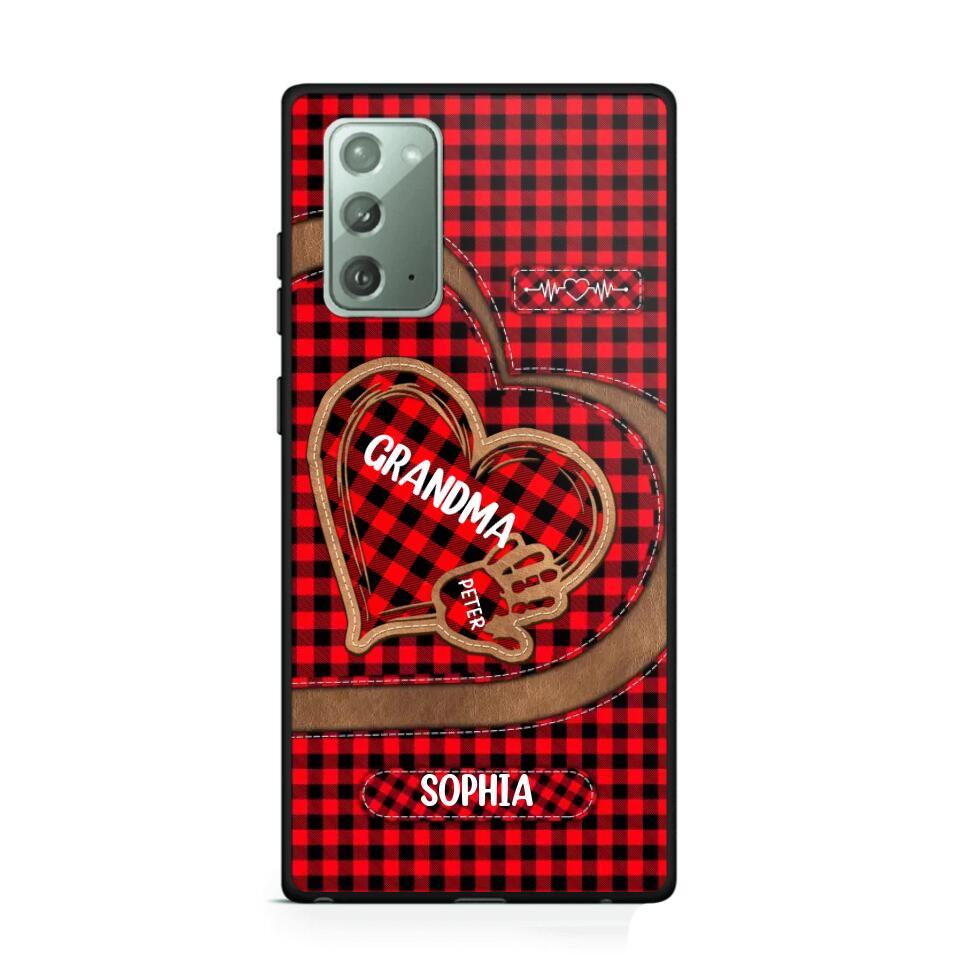 Personalized Grandma Kid Heart Caro Color Phone Case Printed 22OCT-HY04