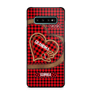 Personalized Grandma Kid Heart Caro Color Phone Case Printed 22OCT-HY04