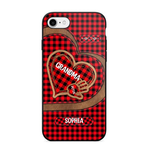 Personalized Grandma Kid Heart Caro Color Phone Case Printed 22OCT-HY04