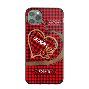 Personalized Grandma Kid Heart Caro Color Phone Case Printed 22OCT-HY04