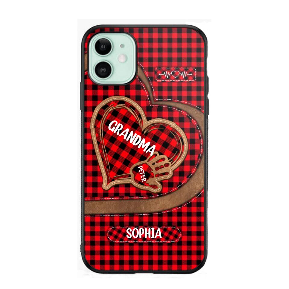 Personalized Grandma Kid Heart Caro Color Phone Case Printed 22OCT-HY04