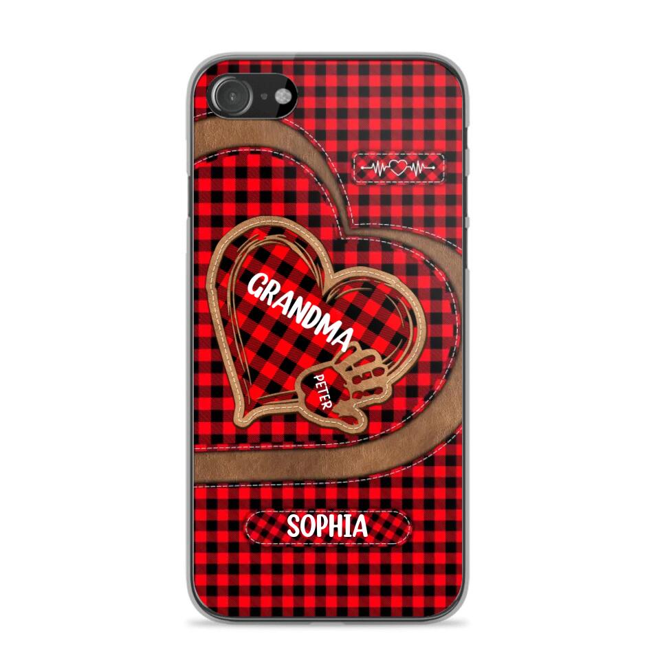 Personalized Grandma Kid Heart Caro Color Phone Case Printed 22OCT-HY04