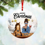 Personalized Girl Love Horse Christmas Acrylic/Plastic Ornament Printed 22OCT-HQ04