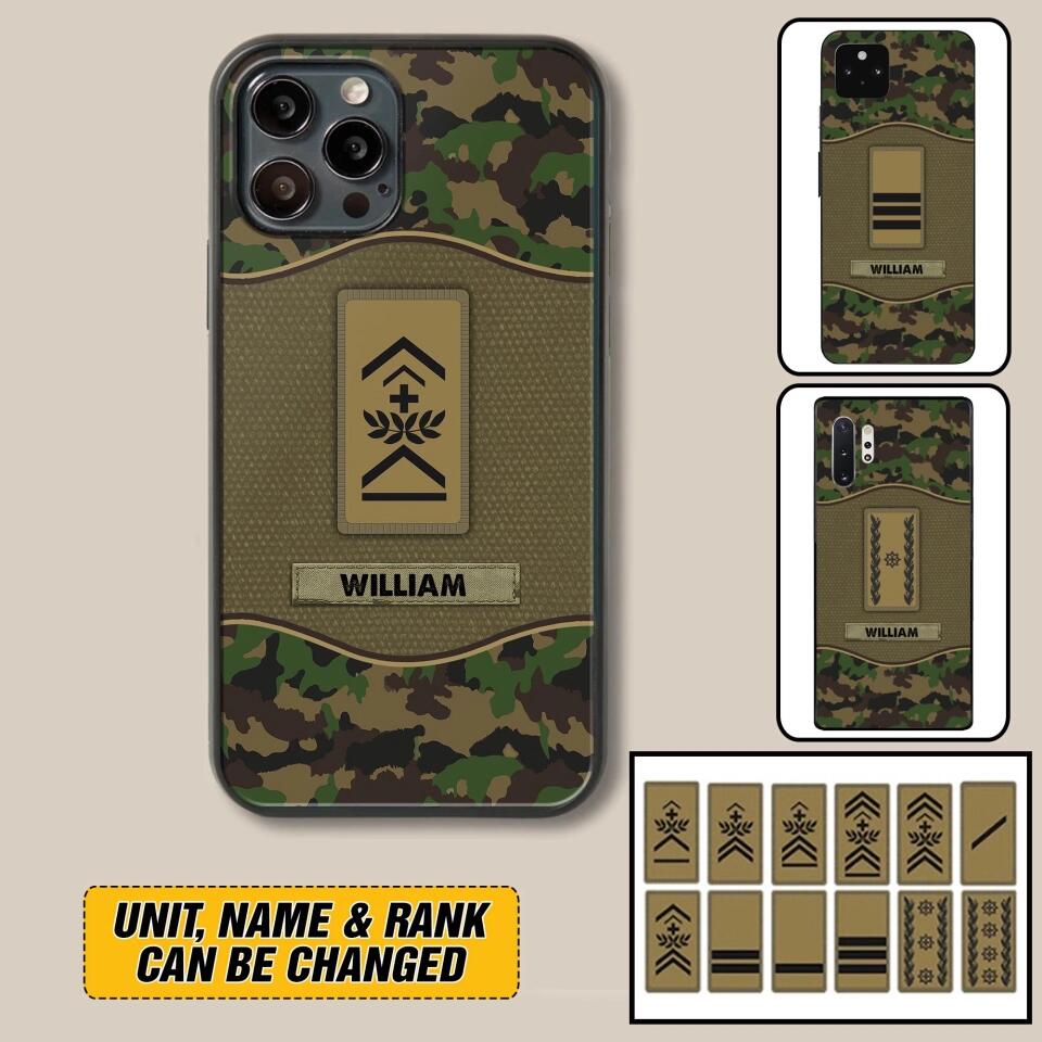 Personalized Swiss Veterans/Soldier Camo Phone Case Printed 22OCT-HY05