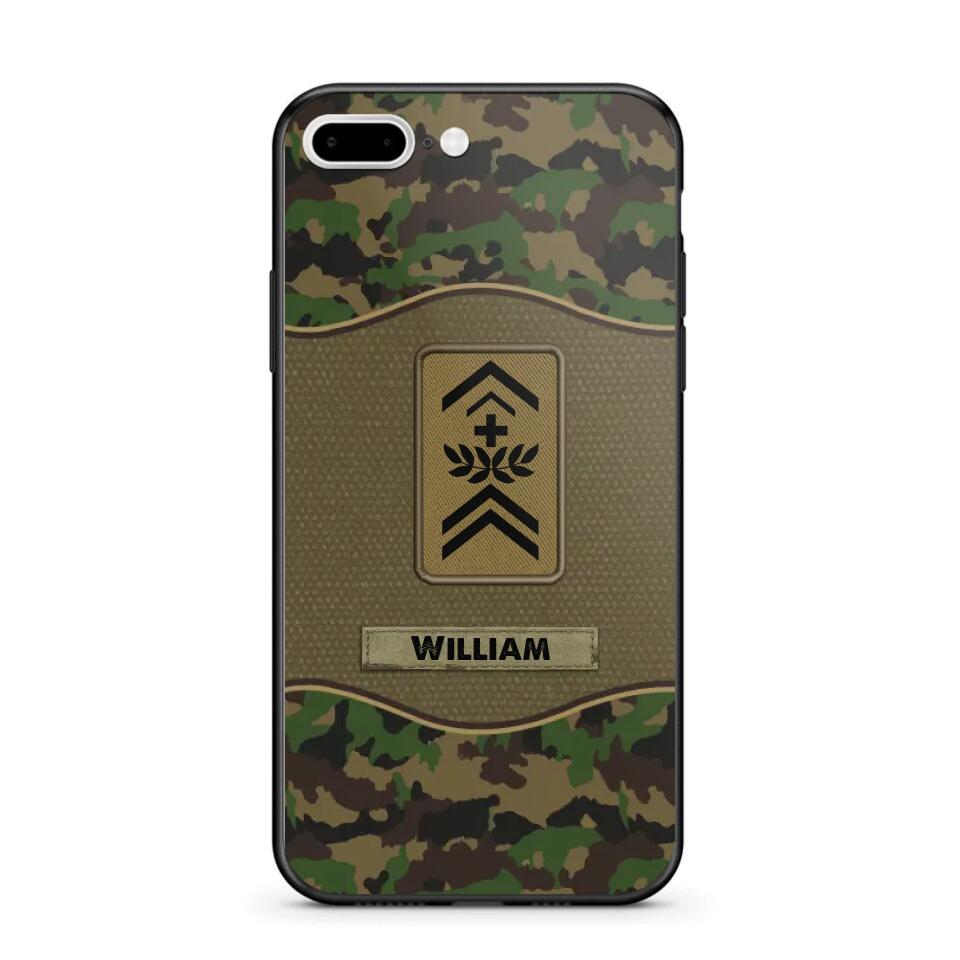 Personalized Swiss Veterans/Soldier Camo Phone Case Printed 22OCT-HY05