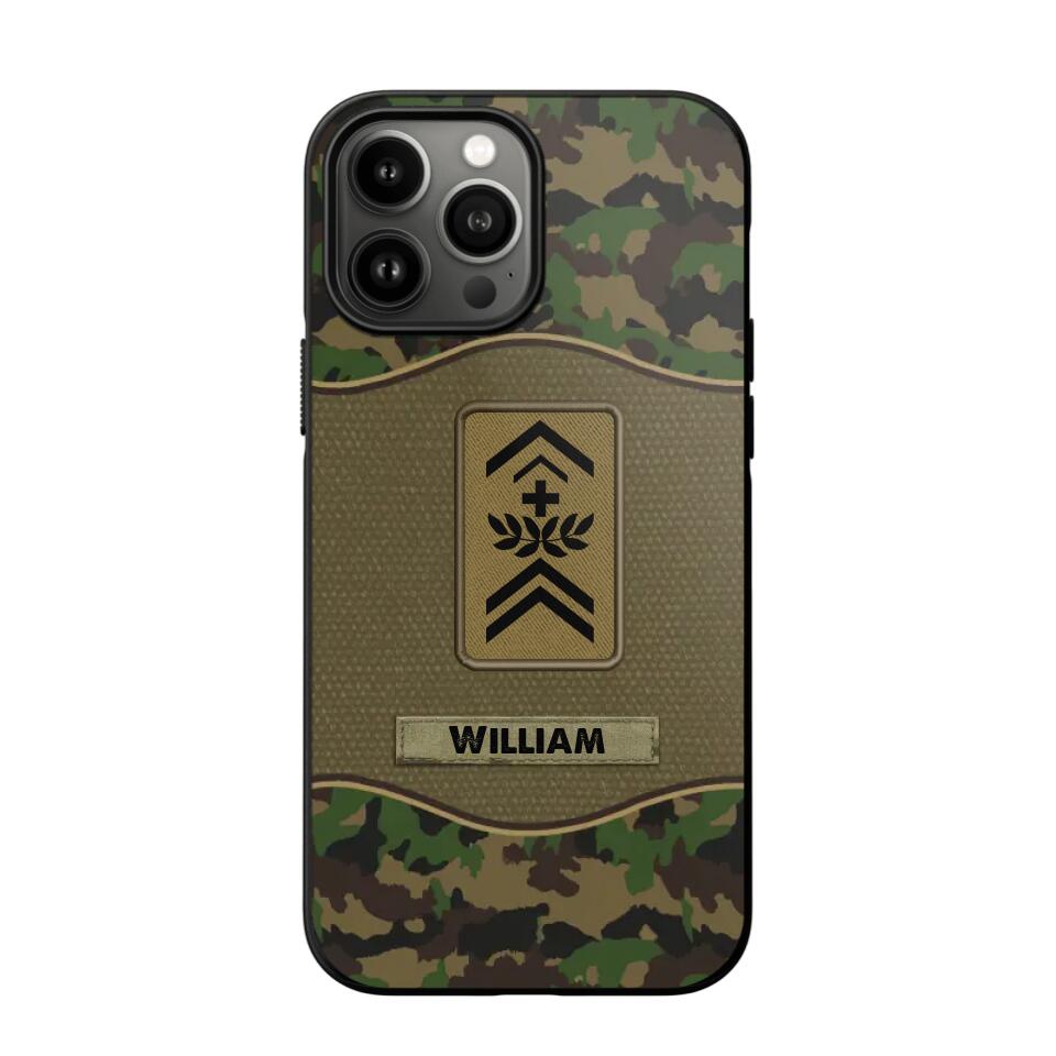 Personalized Swiss Veterans/Soldier Camo Phone Case Printed 22OCT-HY05