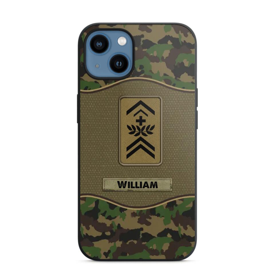 Personalized Swiss Veterans/Soldier Camo Phone Case Printed 22OCT-HY05