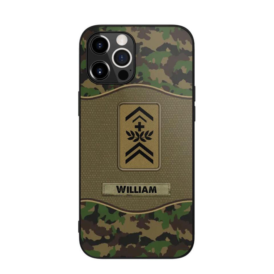 Personalized Swiss Veterans/Soldier Camo Phone Case Printed 22OCT-HY05